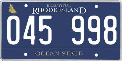 RI license plate 045998