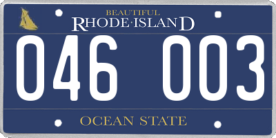 RI license plate 046003