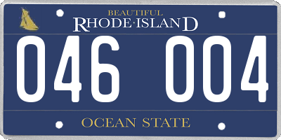 RI license plate 046004