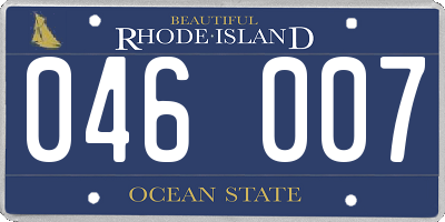 RI license plate 046007