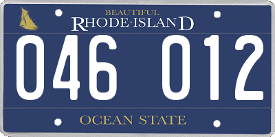 RI license plate 046012