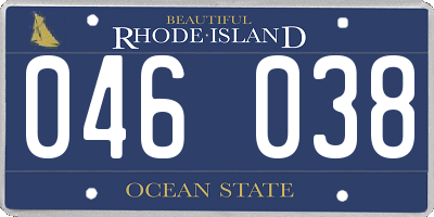 RI license plate 046038