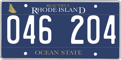 RI license plate 046204