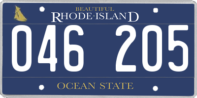 RI license plate 046205