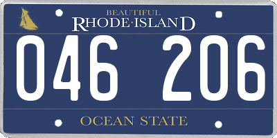 RI license plate 046206