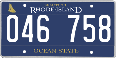 RI license plate 046758