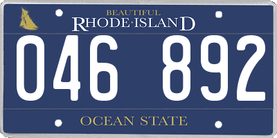 RI license plate 046892