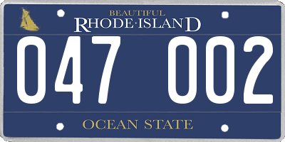 RI license plate 047002