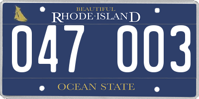RI license plate 047003