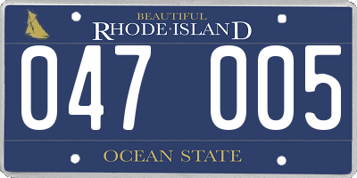 RI license plate 047005
