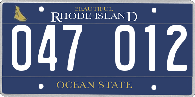 RI license plate 047012