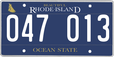 RI license plate 047013