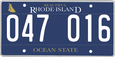 RI license plate 047016