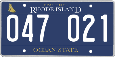 RI license plate 047021