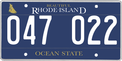 RI license plate 047022