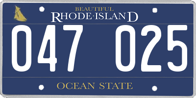 RI license plate 047025