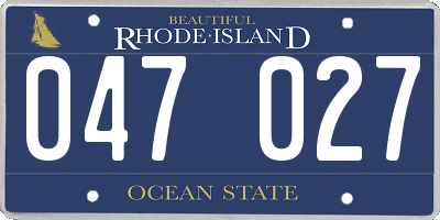 RI license plate 047027