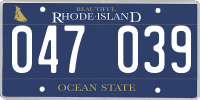 RI license plate 047039