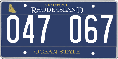 RI license plate 047067