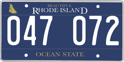 RI license plate 047072