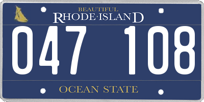 RI license plate 047108
