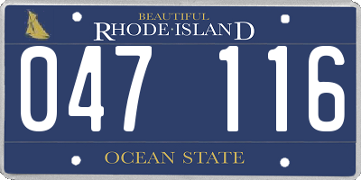 RI license plate 047116