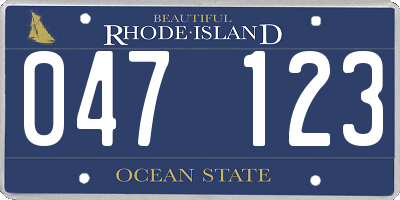 RI license plate 047123