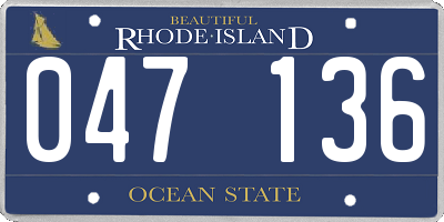 RI license plate 047136