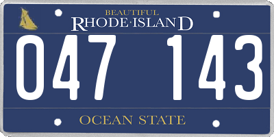 RI license plate 047143
