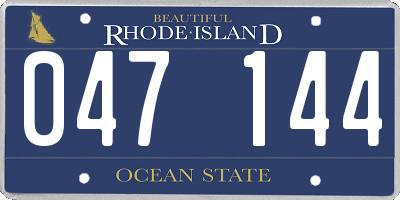 RI license plate 047144
