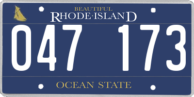 RI license plate 047173