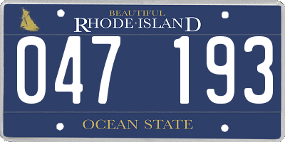 RI license plate 047193