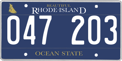 RI license plate 047203