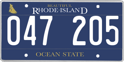 RI license plate 047205