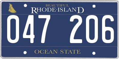 RI license plate 047206
