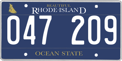 RI license plate 047209