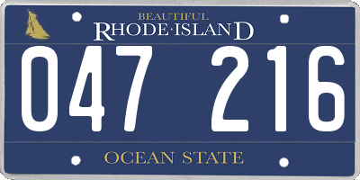 RI license plate 047216