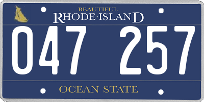 RI license plate 047257
