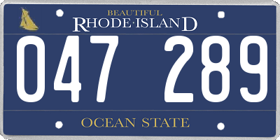 RI license plate 047289