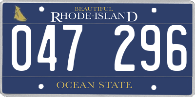 RI license plate 047296