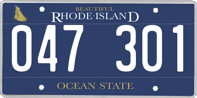 RI license plate 047301