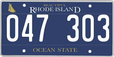 RI license plate 047303