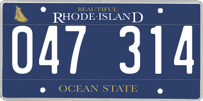 RI license plate 047314