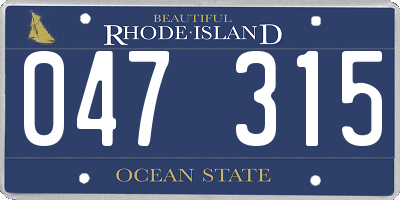 RI license plate 047315