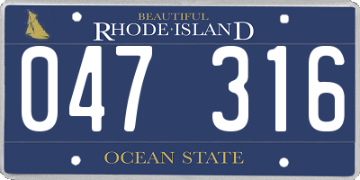 RI license plate 047316