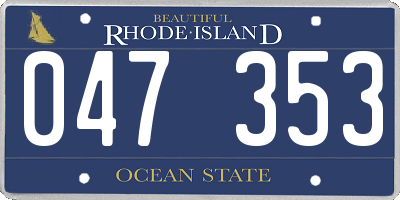 RI license plate 047353