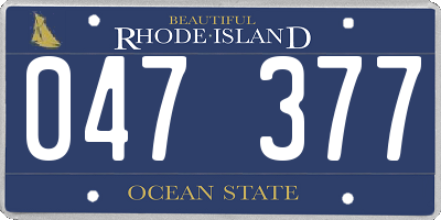 RI license plate 047377