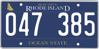 RI license plate 047385