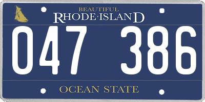 RI license plate 047386