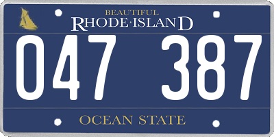 RI license plate 047387